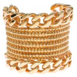 Givenchy Armadillo Gold Tone Cuff Bracelet Size 17 cm