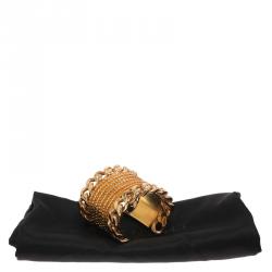 Givenchy Armadillo Gold Tone Cuff Bracelet Size 17 cm
