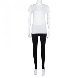 Pre Owned Givenchy Black Cotton Jersey Zip Detail Leggings M