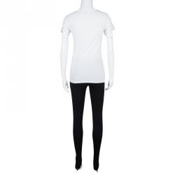 Pre Owned Givenchy Black Cotton Jersey Zip Detail Leggings M