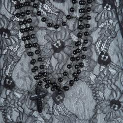Pre Owned Givenchy Black Lace Beaded Necklace Detail Tassel Bottom Sleeveless Dress M