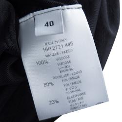 Pre Owned Givenchy Black Knit Draped Shoulder Fitted Midi Dress M