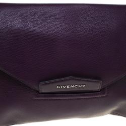 Pre Owned حقيبة كلاتش جيفنشي انفيلوب انتيغونا متوسطة جلد بنفسجية