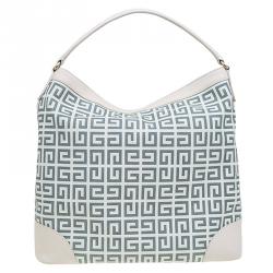 Pre Owned Givenchy Beige/Grey Coated Canvas Logo Print Hobo
