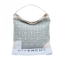 Pre Owned Givenchy Beige/Grey Coated Canvas Logo Print Hobo