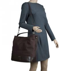 Givenchy Brown Canvas Large Logo Print Hobo