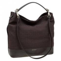 Givenchy Brown Canvas Large Logo Print Hobo