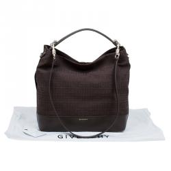 Givenchy Brown Canvas Large Logo Print Hobo