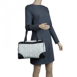 Givenchy Beige/Black Coated Canvas Logo Print Boston Bag