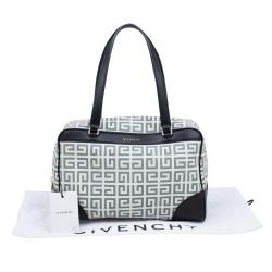 Givenchy Beige/Black Coated Canvas Logo Print Boston Bag