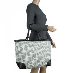 Givenchy Black/Off White Logo Print Coated Canvas Antigona Shopper Tote