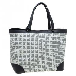 Givenchy Black/Off White Logo Print Coated Canvas Antigona Shopper Tote