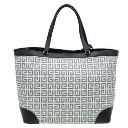 Givenchy Black/Off White Logo Print Coated Canvas Antigona Shopper Tote