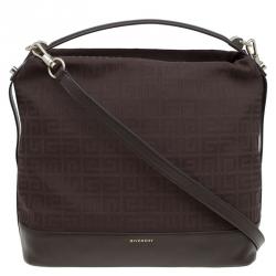 Pre Owned Givenchy Brown Canvas Large Logo Print Hobo