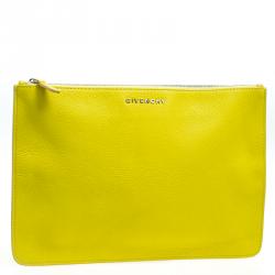 Pre Owned Givenchy Yellow Leather Pouch