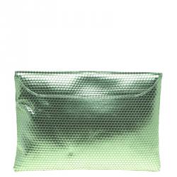 Pre Owned Givenchy Metallic Green Antigona Envelope Clutch