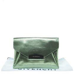 Pre Owned Givenchy Metallic Green Antigona Envelope Clutch