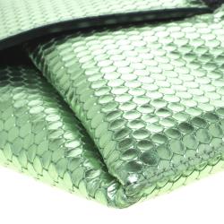 Pre Owned Givenchy Metallic Green Antigona Envelope Clutch