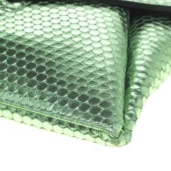 Pre Owned Givenchy Metallic Green Antigona Envelope Clutch