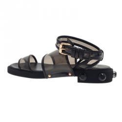 مملوكة مسبقًا Givenchy Black Embellished PVC Heel Sandals Size 38.5