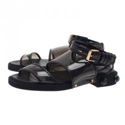 مملوكة مسبقًا Givenchy Black Embellished PVC Heel Sandals Size 38.5