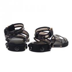 مملوكة مسبقًا Givenchy Black Embellished PVC Heel Sandals Size 38.5