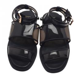 مملوكة مسبقًا Givenchy Black Embellished PVC Heel Sandals Size 38.5