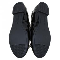 Pre Owned حذاء باليرينا فلات جيفنشي مرصع نجوم تفاصيل جلد مخيط لامع أسود مقاس 38