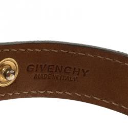 Givenchy Obsedia Brown Leather Gold Tone Wrap Around Bracelet