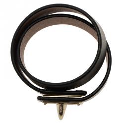 Pre Owned  Givenchy Two Row Shark Black Leather Bracelet