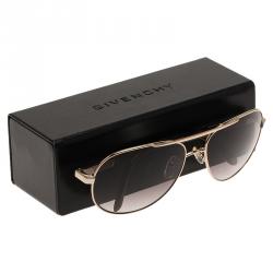Pre Owned Givenchy Gold and Brown SGV456 Aviator Sunglasses