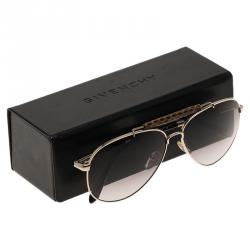 Pre Owned Givenchy Gold and Black SGV461V Aviator Sunglasses 