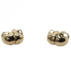 Pre Owned Givenchy Double Skull Magnetic Gold Tone Earrings