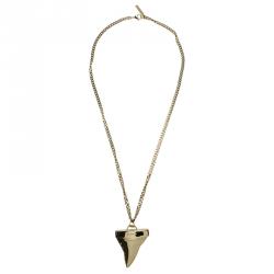 Givenchy Shark Tooth Pendant Gold Tone Chain Necklace