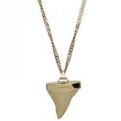 Givenchy Shark Tooth Pendant Gold Tone Chain Necklace