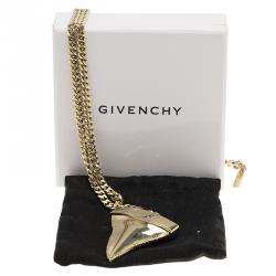 Givenchy Shark Tooth Pendant Gold Tone Chain Necklace
