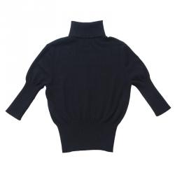 Pre Owned Givenchy Black Turtleneck Rib Knit Sweater L
