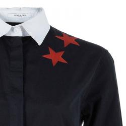 Pre Owned Givenchy Contrast Collar Star Detail Shirt XXS