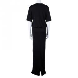 Pre Owned Givenchy Black Gathered Maxi Dress M
