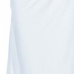 Pre Owned Givenchy White Ruche Waist Side Slit Crepe Jersey Gown M