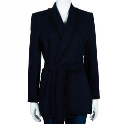 مملوكة مسبقًا Givenchy Couture Vintage Navy Blue Wrap Jacket S