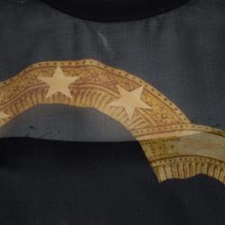 Pre Owned Givenchy Black Silk Graphic Printed Oversized Sheer Blouse XS