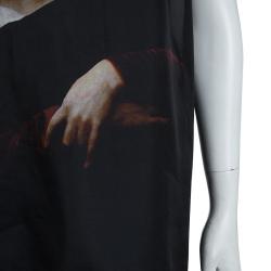 Pre Owned Givenchy Black Silk Graphic Printed Oversized Sheer Blouse XS