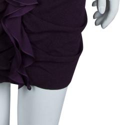 Pre Owned Givenchy Purple Draped Ruffle Detail Zip Front Ruched Dress M