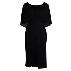 Pre Owned Givenchy Black Off Shoulder Cape Neck Dress M