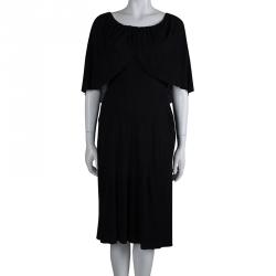 Pre Owned Givenchy Black Off Shoulder Cape Neck Dress M
