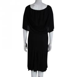 Pre Owned Givenchy Black Off Shoulder Cape Neck Dress M