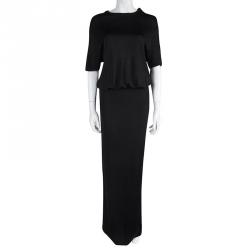 Pre Owned Givenchy Black Knit Drop Waist Short Sleeve Maxi Dress M