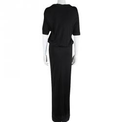 Pre Owned Givenchy Black Knit Drop Waist Short Sleeve Maxi Dress M