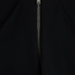 Givenchy Black Knit Ruffle Detail Zip Front High Low Peplum Jacket M